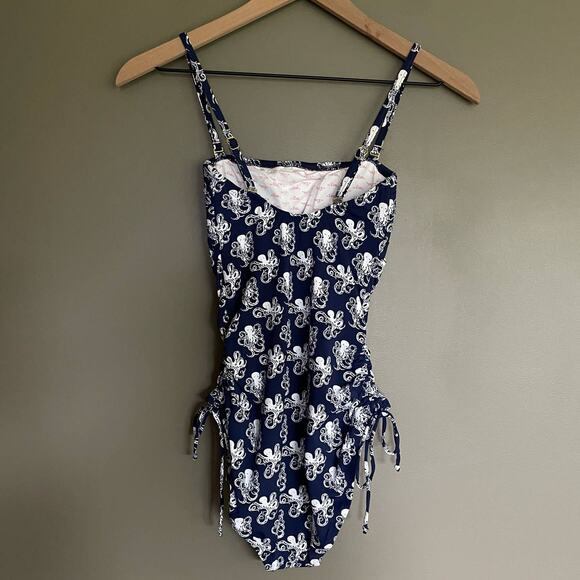 Lilly‎ Pulitzer Octopus Print One Piece Swimsuit Size XS Ruched Side Navy Blue - Picture 9 of 14